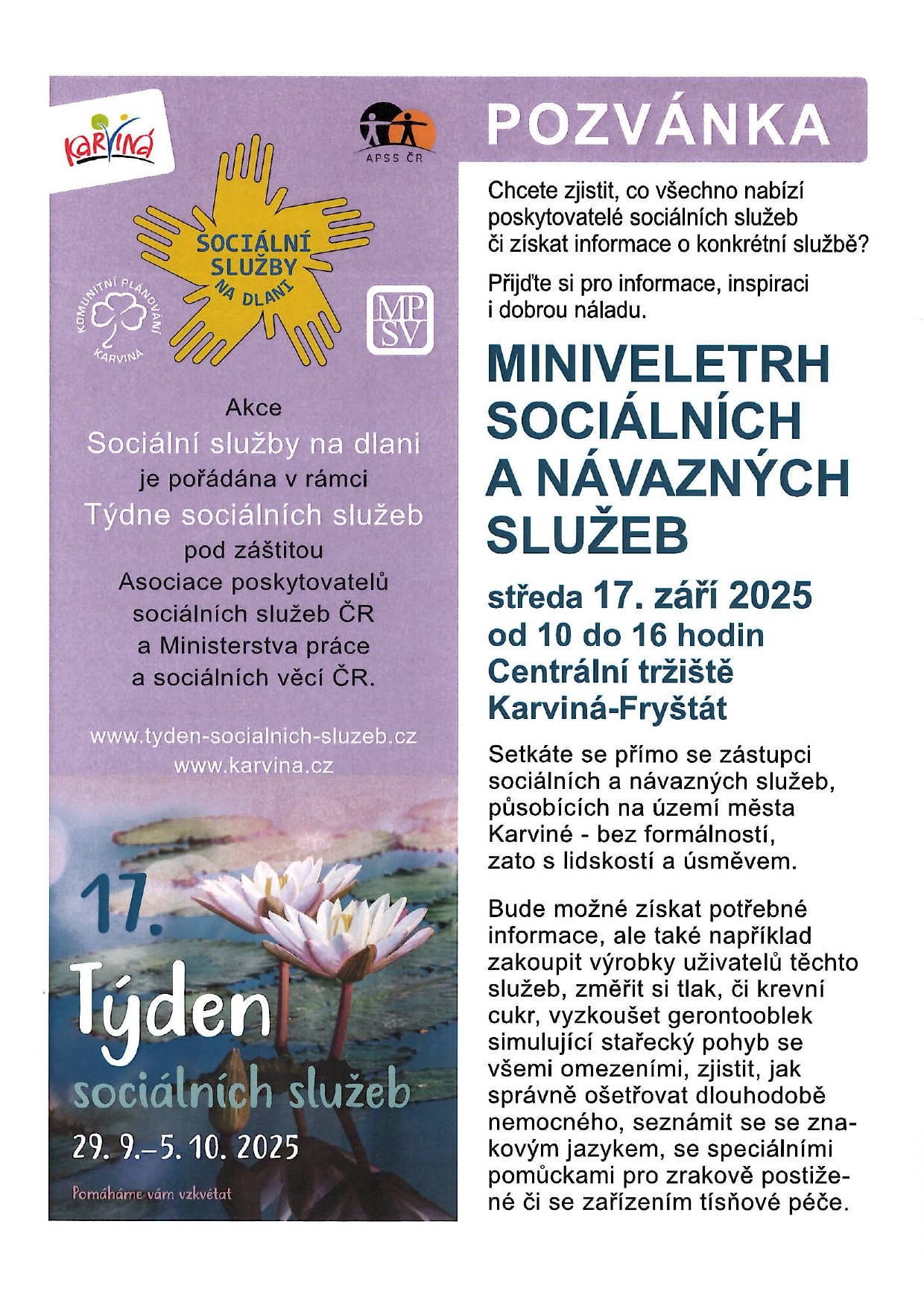 Sociální služby na dlani - Miniveletrh sociálních a návazných služeb